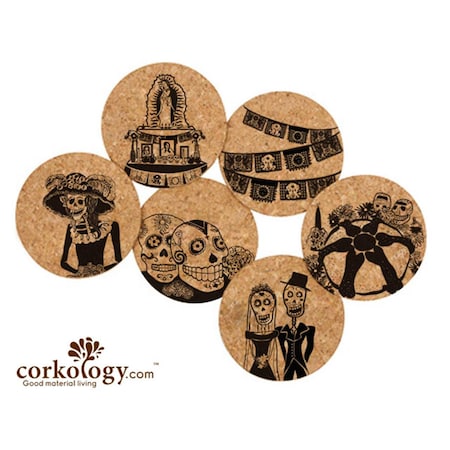 Day Of The Dead Cork Coaster Sets